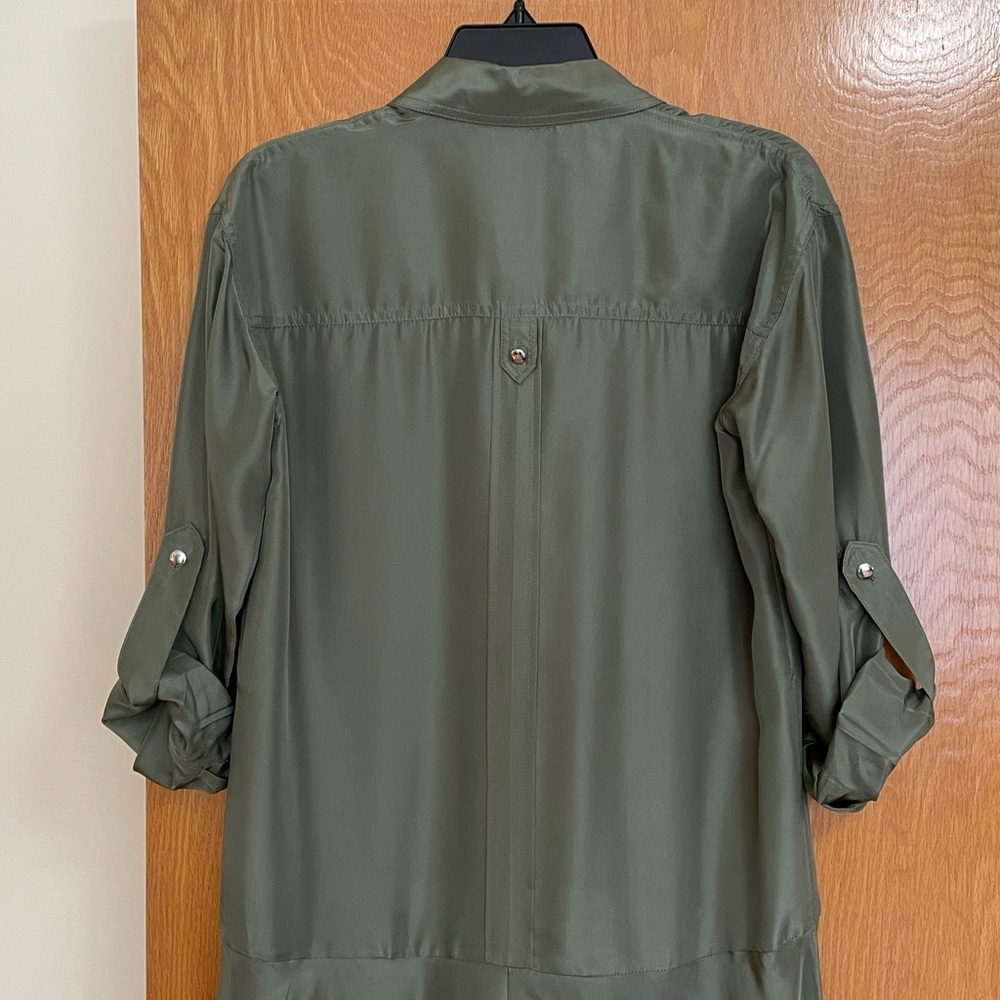Veronica Beard Camille Green Utility Silk Dress - Picture 6 of 16